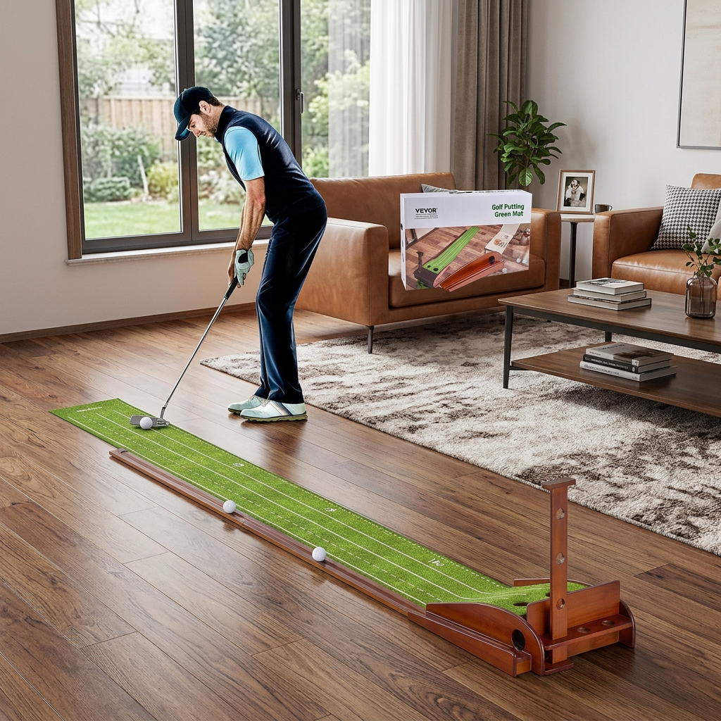 Indoor Putting Mat with Auto Ball Return